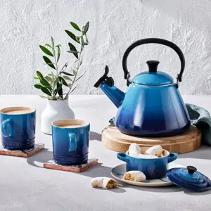 Le Creuset Azure Blue Kone Kettle with Fixed Whistle 1.6L